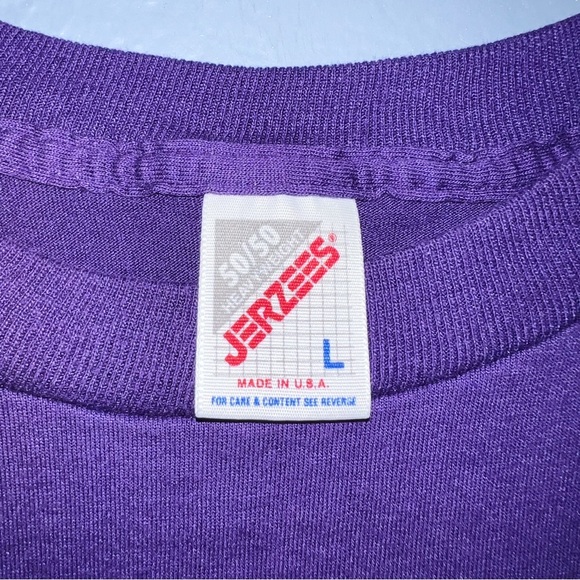 Vintage 90s Dark Purple Jerzees Tee Size Large - Picture 3 of 5
